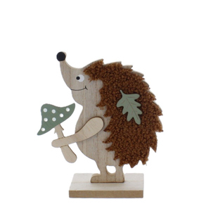 Igel mit grünem Pilz - Holz - ca. 12,5x5x15,5 cm