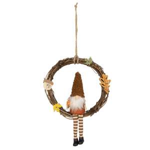 Kranz mit Wichtel - Holz - Textil - ca. 20x29x4 cm