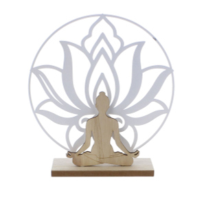 Standdeko Yogafigur - Holz - ca. 20 x 5 x 20,5 cm