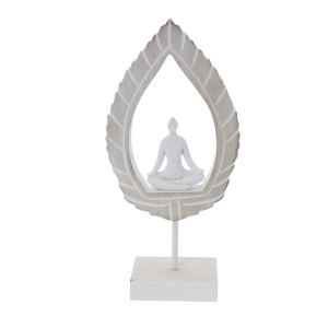 Standdeko - Yogafigur in Blättersilhuette - ca. 12 x 6 x 25,5 cm