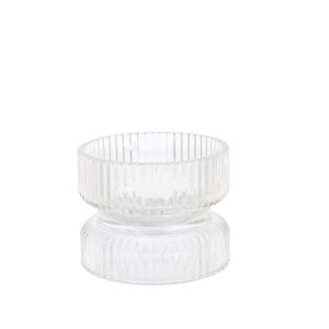 Teelichthalter rund - klar - ca. 9 x 7 cm