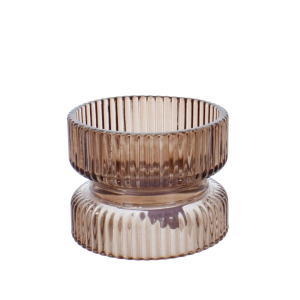 Teelichthalter rund - braun - ca. 9 x 7 cm