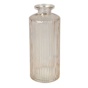 Vase - geriffelt - aus Glas - klar/braun - ca. 5,5 x 13 cm