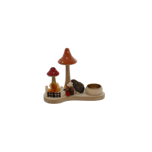 Pilze und Igel - Teelichthalter - ca. 18x9,5x13,5 cm
