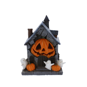 LED Halloweenhaus mit Kürbis - ca. 18 x 12,5 x 22 cm