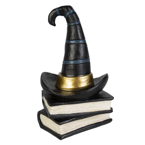 Hut auf Büchern schwarz - ca. 11,5 x 10 x 19 cm