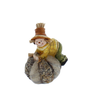Vogelscheuche auf Kürbis - ca. 11,3 x 10,3 x 16 cm - 1 Stück 