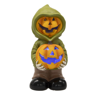 LED Kürbisfigur mit Hoodie - ca. 15,2 x 13,8 x 30 cm