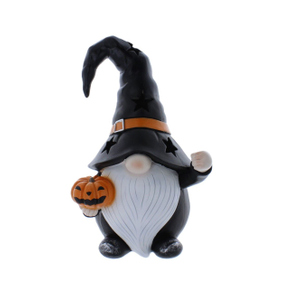 Wichtel mit Kürbis schwarz - ca. 17 x 17,5 x 30,5 cm