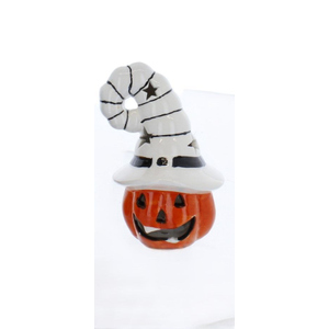 LED Kürbis schwarz/weiß - ca. 8,5 x 8 x 13,3 cm - 1 Stück