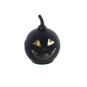 Halloweenkürbis mit Beleuchtung - schwarz- ca. 10x13 cm