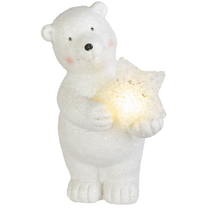 LED Bär mit Stern weiß - ca. 10,5 x 10 x 17,5 cm
