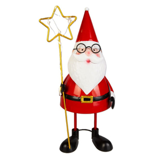 Santa mit LED Stern - ca. 15 x 12,5 x 31 cm