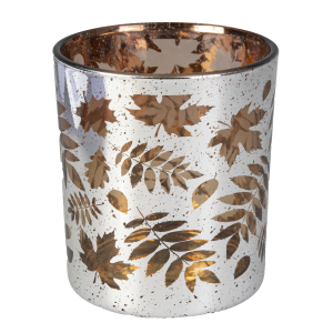 Teelichthalter mit Blättermotiv - ca. 8,8 x 8,8 x 10 cm
