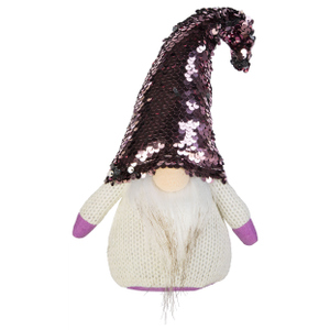 Wichtel mit Pailettenhut - rosa - ca. 12 x 8 x 29 cm