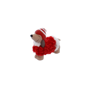 Dackel mit Mütze - rot - ca. 11 x 3 x 8,5 cm
