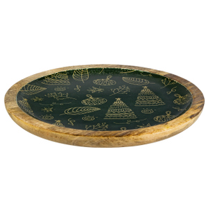Dekotablett mit Tannen - grün - ca. 30 x 30 x 2,5 cm