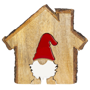 Haus mit Weihnachtsmann - ca. 19,5 x 20 x 2,5 cm
