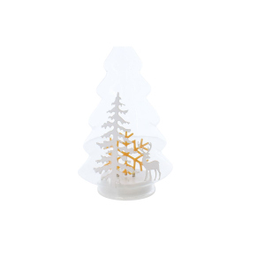 LED Baum mit Wintermotiv - aus Glas - ca. 12x8x18,5 cm