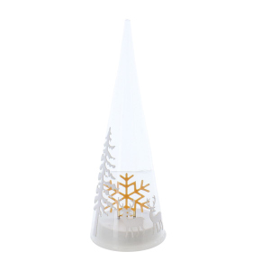 LED Pyramide mit Wintermativ - aus Glas - ca. 8x26cm