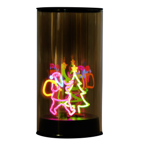 LED Zylinder mit Neon Santa - aus Glas - ca. 8x15 cm
