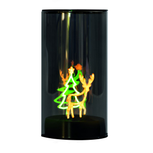 LED Zylinder mit Elch - aus Glas - ca. 8x15 cm
