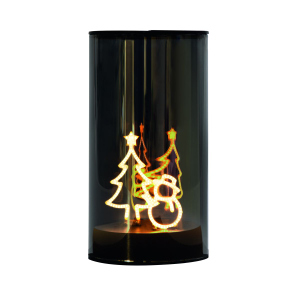LED Zylinder mit Schneemann - aus Glas - ca. 8x15 cm