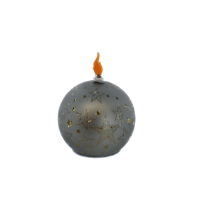 LED Kugel mit Sternen - grau - aus Glas - ca. 10x13 cm