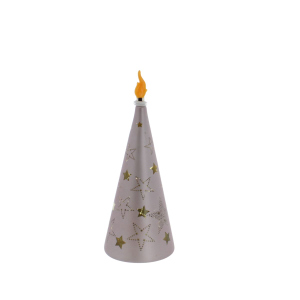 LED Pyramide mit Sternen - aus Glas - ca. 8x19 cm