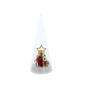 LED Pyramide mit Kugeln - aus Glas - ca. 8x20 cm