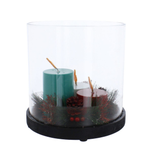 LED Zylinder mit Kerzen - aus Glas - ca. 21x21 cm