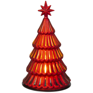 LED Baum mit Stern - rot - aus Glas - ca. 10x18 cm