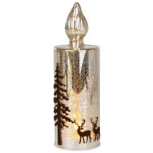 LED Kerze Wintermotiv - Glas - ca. 7x21,5 cm