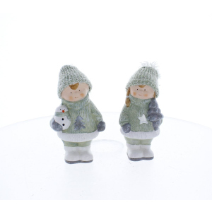 Deko-Winterkind - hellgrün - ca. 9,8 x 6,5 x 16 cm - 1 Stück