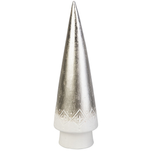 Deko-Tannenbaum spitz weiß/silber - ca. 10 x 10 x 31,5 cm