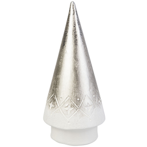Deko-Tannenbaum spitz weiß/silber - ca. 11,5 x 11,5 x 24,5 cm