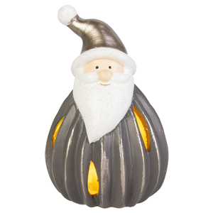 LED Santa mit silberner Mütze - ca. 9,5 x 9 x 14,5 cm