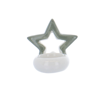 Kerzenhalter Stern grau - ca. 9,2 x 7,7 x 9 cm