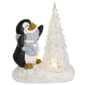 LED Pinguin mit Schal - ca. 12 x 7,5 x 14 cm