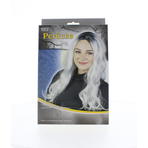 Perücke - Langhaar weiß/grau - Einheitsgröße Erwachsene 
