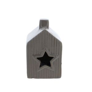 LED Haus mit Stern - Porzellan - ca. 6x5,5x9 cm