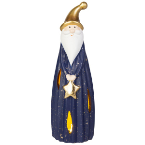 Wichtel mit Stern blau/gold - ca. 8 x 7,5 x 24 cm