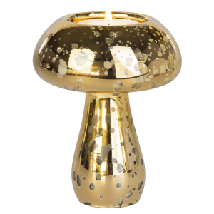 Teelichthalter Pilz - gold - ca. 9 x 11,5 cm