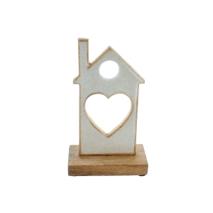 Standdeko Haus - Aluminium und Holz - ca. 19x10,5x6 cm