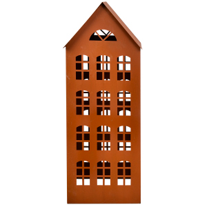 Laterne Haus - Rostoptik - ca. 22 x 21,5 x 57 cm