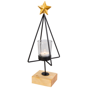 Kerzenhalter mit Stern - ca. 13 x 13 x 30,5 cm