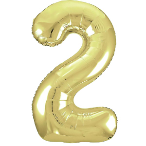 Folienballon - Zahl 2 - gold
