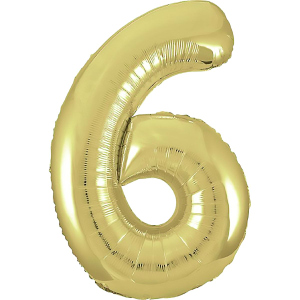 Folienballon - Zahl 6 - gold