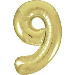 Folienballon - Zahl 9 - gold