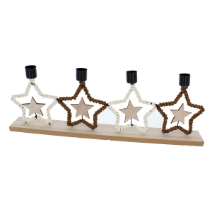 Adventskranz - Sterne - braun/weiß - ca. 43,5 x 5 x 15 cm